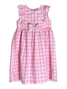 Bonnie Jean pink and white gingham dress with bow Girl’s size 6 | f